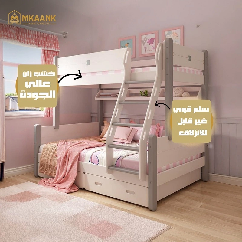 سرير-اطفال (2) سرير أطفال بطابقين مع زحليقة بتصميم إسكندنافي