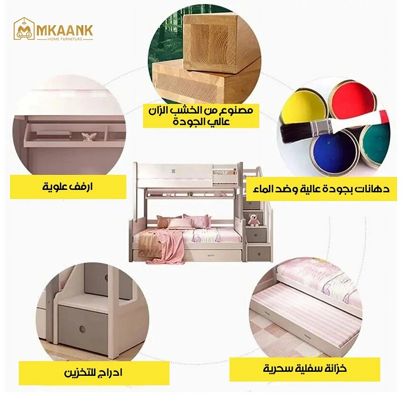 سرير-اطفال (3) سرير أطفال بطابقين مع زحليقة بتصميم إسكندنافي