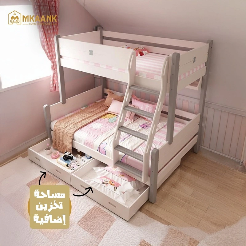 سرير-اطفال (5) سرير أطفال بطابقين مع زحليقة بتصميم إسكندنافي