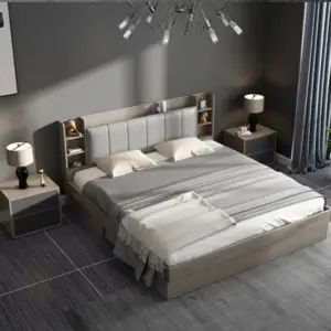 سرير نوم مع كمودينة بتصميم فاخر وحديث
