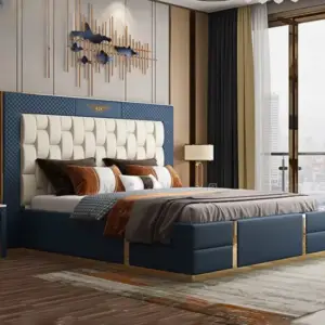 سرير الفخامة والرقي مع 2 كومود فاخرة